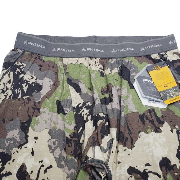 Pnuma Hunting Base Layer Caza Pants Mens XL Green Camo 100% Merino Wool New LOGO - Picture 4 of 14